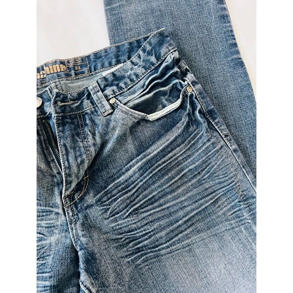 Machine Womens Straight Jeans Blue Denim Mid Rise Medium Wash 5 Pocket Size 32 - Picture 3 of 8